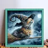 Broomstick Cat-11CT/14CT Stamped Cross Stitch 40*40cm