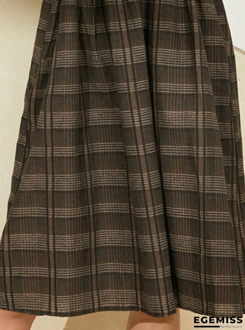 Casual Plaid Stitching Lapel Long Sleeves Shift Dress | EGEMISS