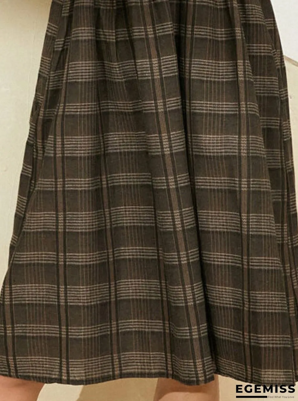 Casual Plaid Stitching Lapel Long Sleeves Shift Dress | EGEMISS