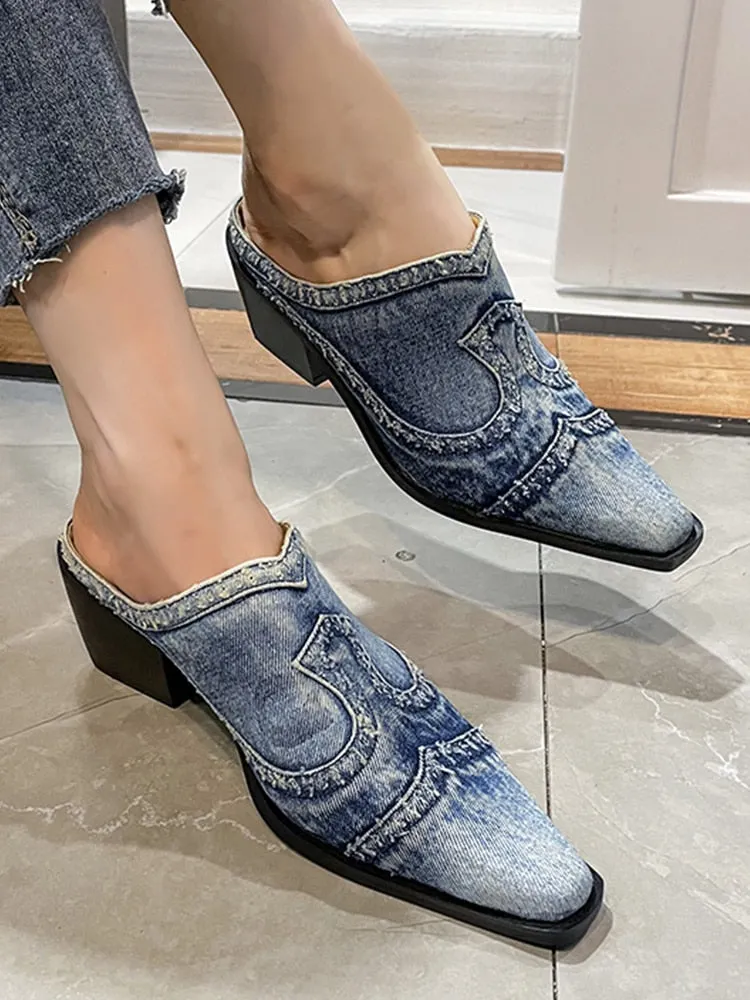 Women's Shoes 2022 New Summer Autumn Mid Heels Sandals Fashion Designer Mixed Color Slippers Pumps Sexy Dress Flip Flops Mujer