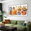 (Big Size)Winnie The Pooh Drinks-Full Round Diamond Painting 70*40CM