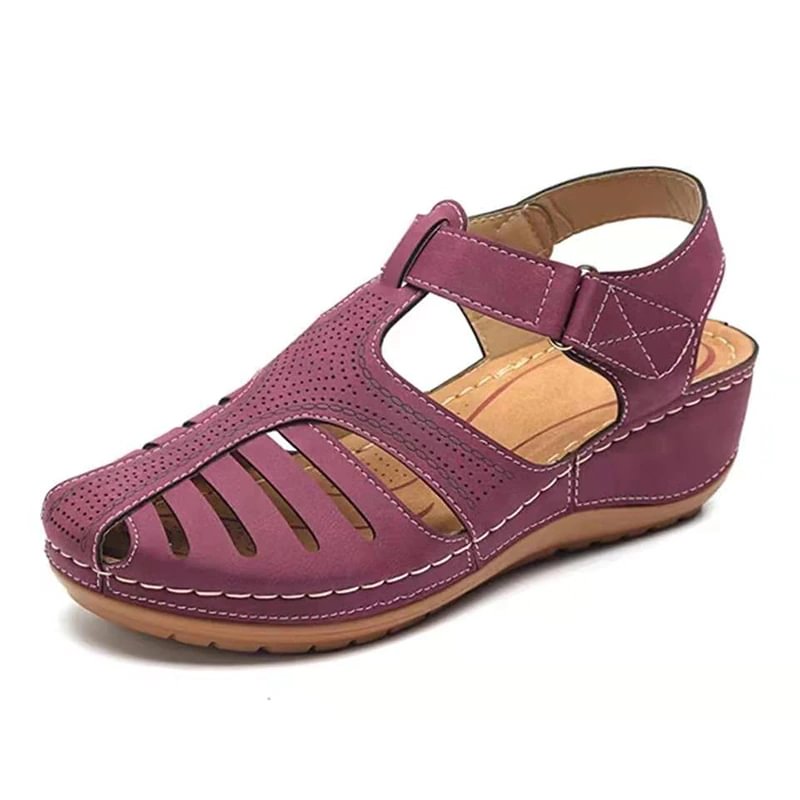 Qengg New Women Casual Sandals Vintage Wedge Fashion Flats Shoes Thick Sole Comfortable Non-Slip Slippers Zapatillas De Mujer