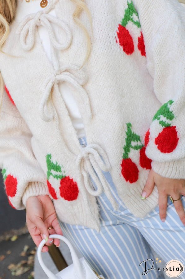 Cherry Embroidered Cardigan Sweater