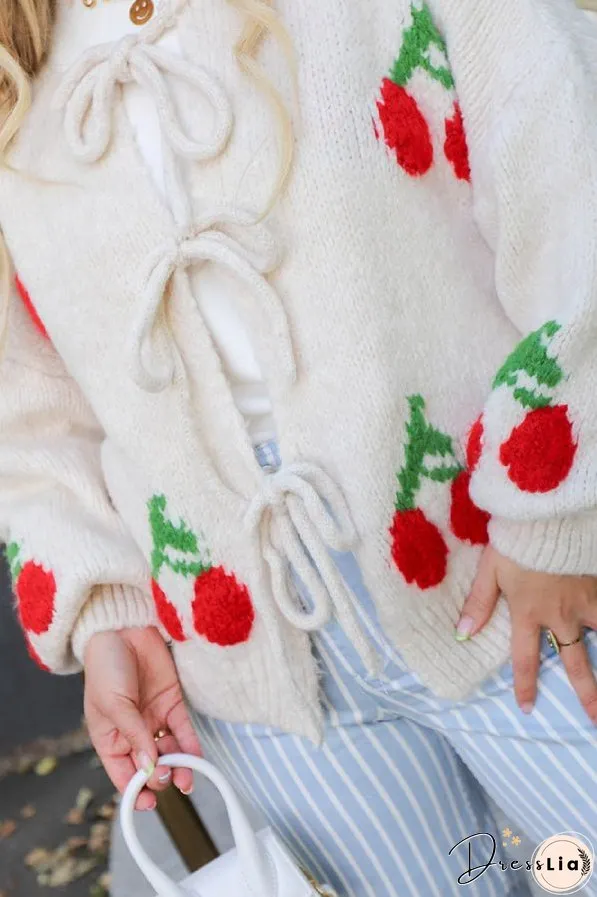Cherry Embroidered Cardigan Sweater