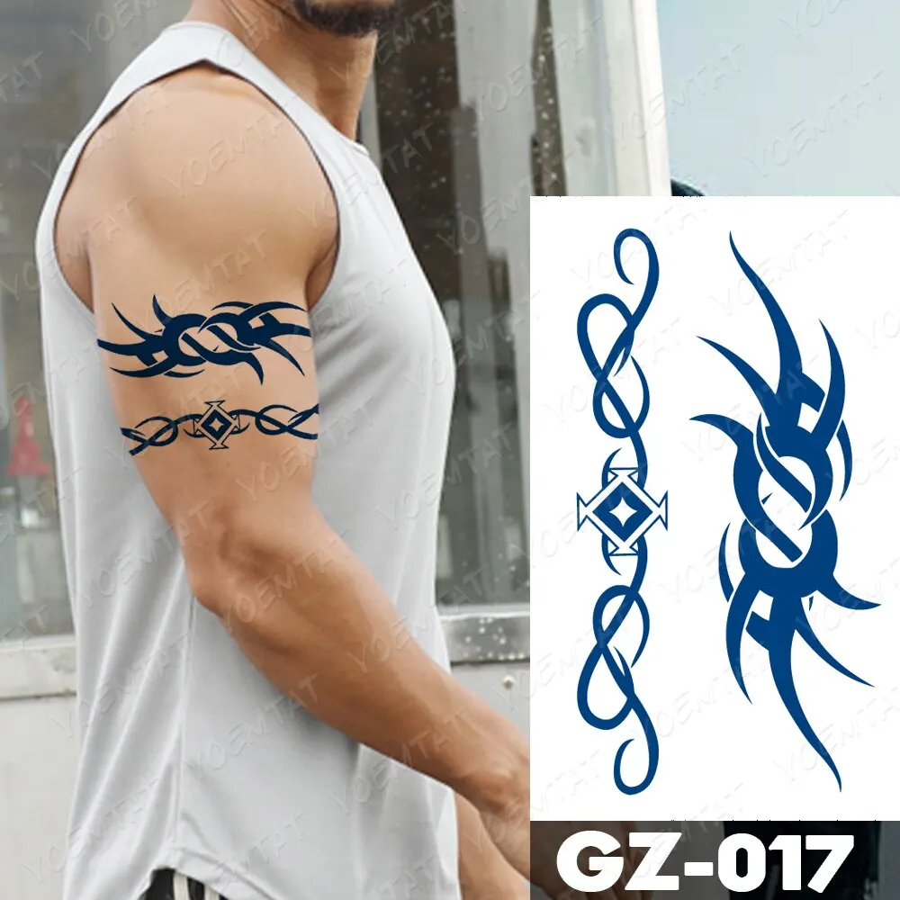 Sdrawing Lasting Ink Tattoos Body Art Waterproof Temporary Tattoo Sticker Line Dragon Tiger Totem Tatoo Arm Fake Fox Whale Tatto
