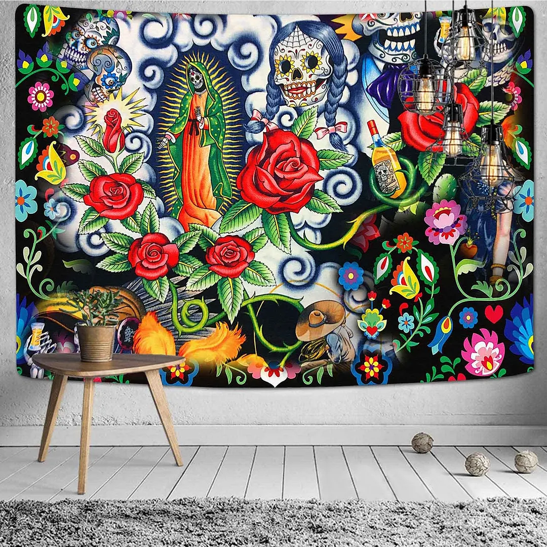 Viking Raven Tapestry Mysterious Viking Meditation Psychedelic Runes Art Wall Hanging Tapestries for Living Room Decor Yoga Mat
