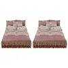 3pcs Retro Ice Silk Bed Skirt Set with Ruffle Wedding Bedspread Mattress Cover with 2 Pillowcases Machine Washable Elegant Home Decoration