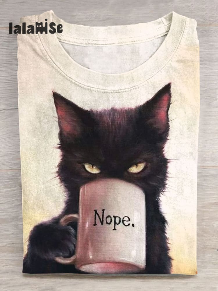 Funny Cat Art Print T - Shirt Shortsleeves / S