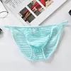 Low-Rise Ice Silk Striped Translucent Briefs