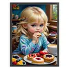 Blonde Little Girl Eating Breakfast-11CT Stamped Cross Stitch 40*55cm/15.75*21.65in