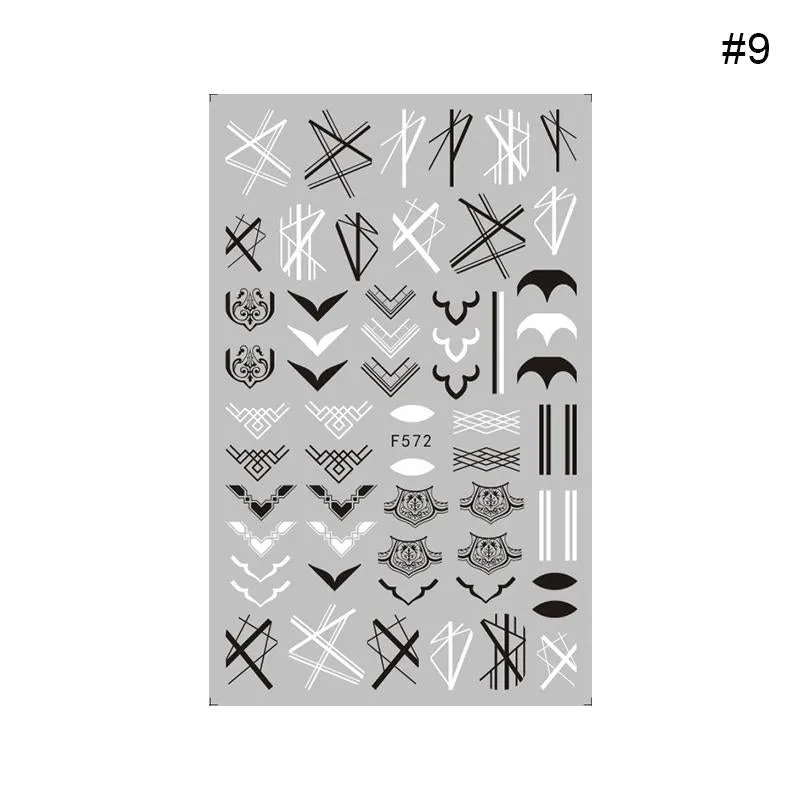 1 Sheet Leaves Geometry 3D Nail Art Stickers Sliders Mandala Flowers Leaf Adhesive Nail Decals Foil Decoration Manicuring Wrap