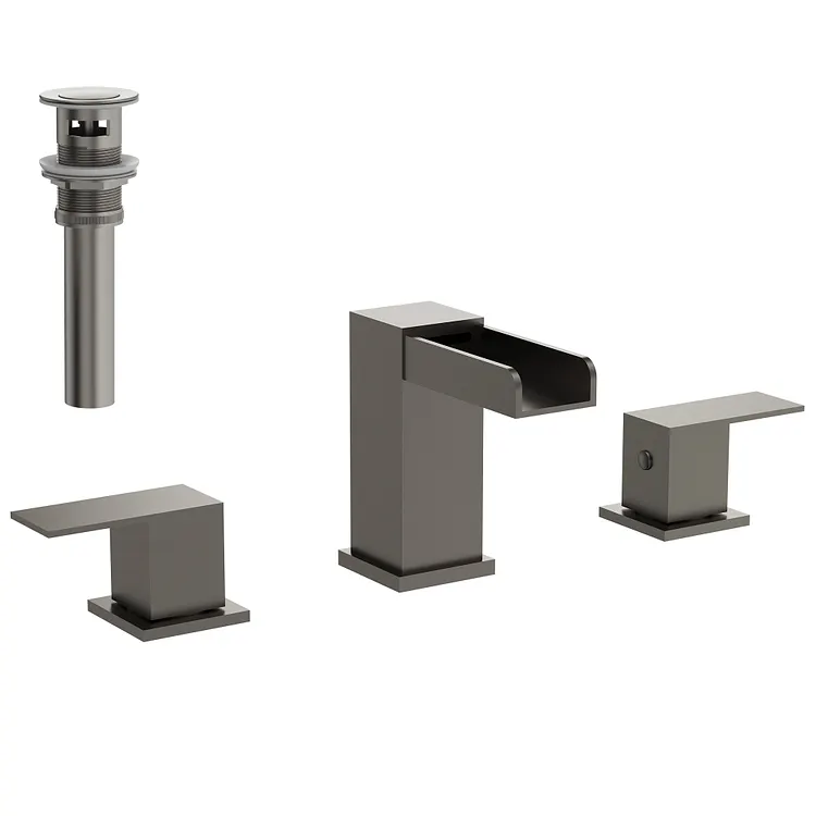 EVERSTEIN Waterfall Widespread Bathroom Sink Faucet Brushed Nickel SFS-1164-NK