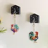 7pcs Double Side Diamond Painting Special-shaped Drill Rooster Keychain Kits