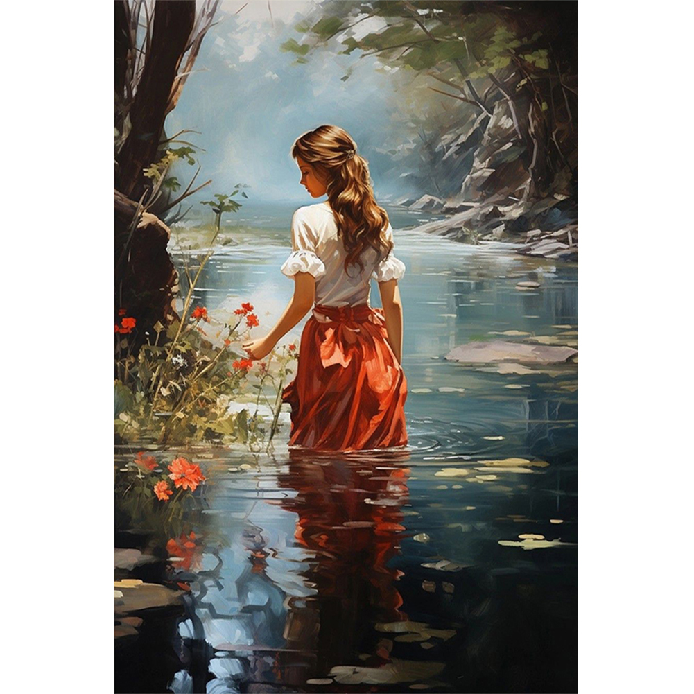Woman In Lake Water-Paint by Numbers-16"x24"/40*60cm