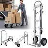 [US Local Warehouse] Convertible Hand Truck Alloy Fold Handcart Swivel Caster Tow Cart Cargo Trolley Convertible Hand Truck Dolly Cart With Wheels for Delivery Driver/Mover