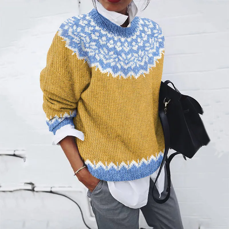 Vintage Icelandic Geometric Floral Knit Sweater