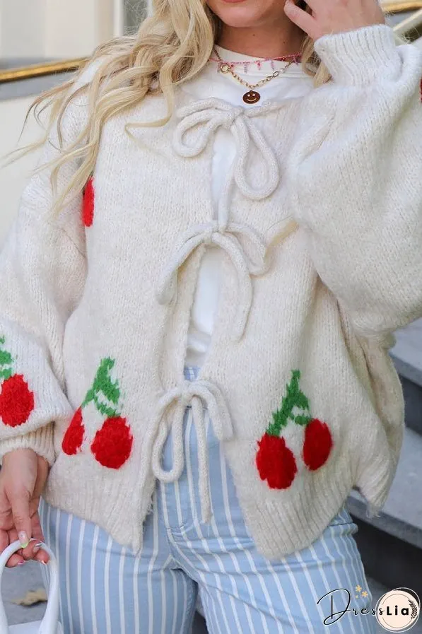 Cherry Embroidered Cardigan Sweater
