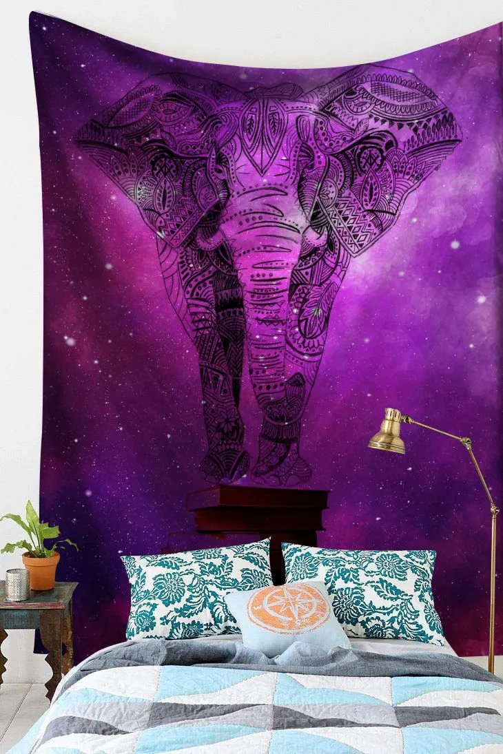 Boho Mandala Tapestry Wall Hanging Witchcraft Wall Cloth Tapestries Elephant Art Psychedelic Hippie Tapestry Macrame Wall Carpet