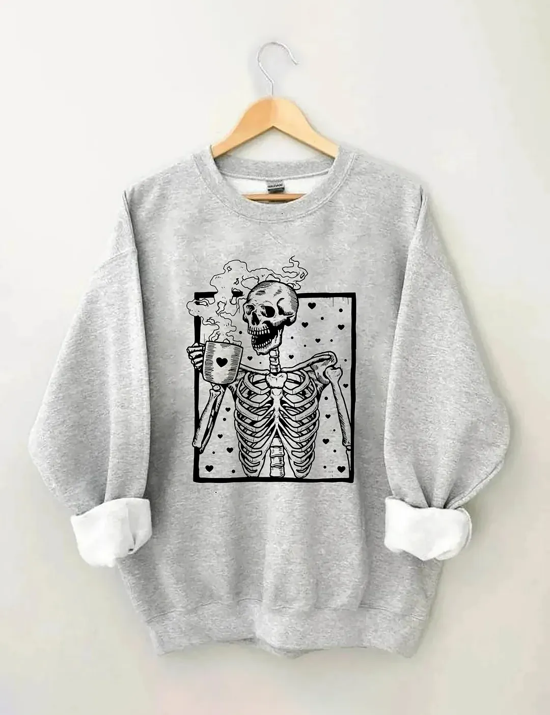 Skeleton Drinking Coffee Sweatshirt