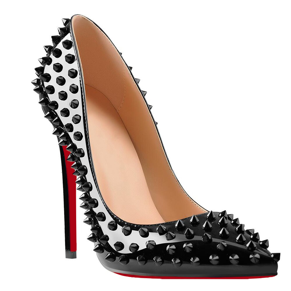 120mm Red Bottom Women's High Heels Stiletto Rivets Shoes-MERUMOTE