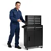 [US Local Warehouse] Large Detachable Toolbox with Double Door & Wheels Sliding Drawers Tool Chest Large Capacity Mechanic Tool Storage Box Metal Tool Cart for Garage Tool Room