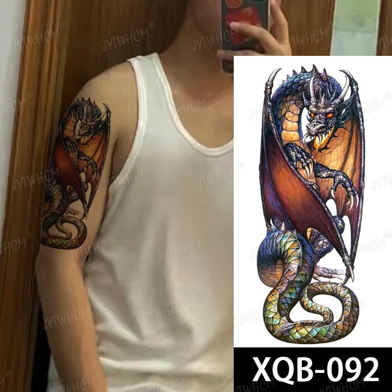 Sdrawing Hot Water Transfer Fake Tattoo Waterproof Temporary Tattoo Sticker For Men Women Wolf Arm Neck Tattoo Flash Tattoo Sleeve