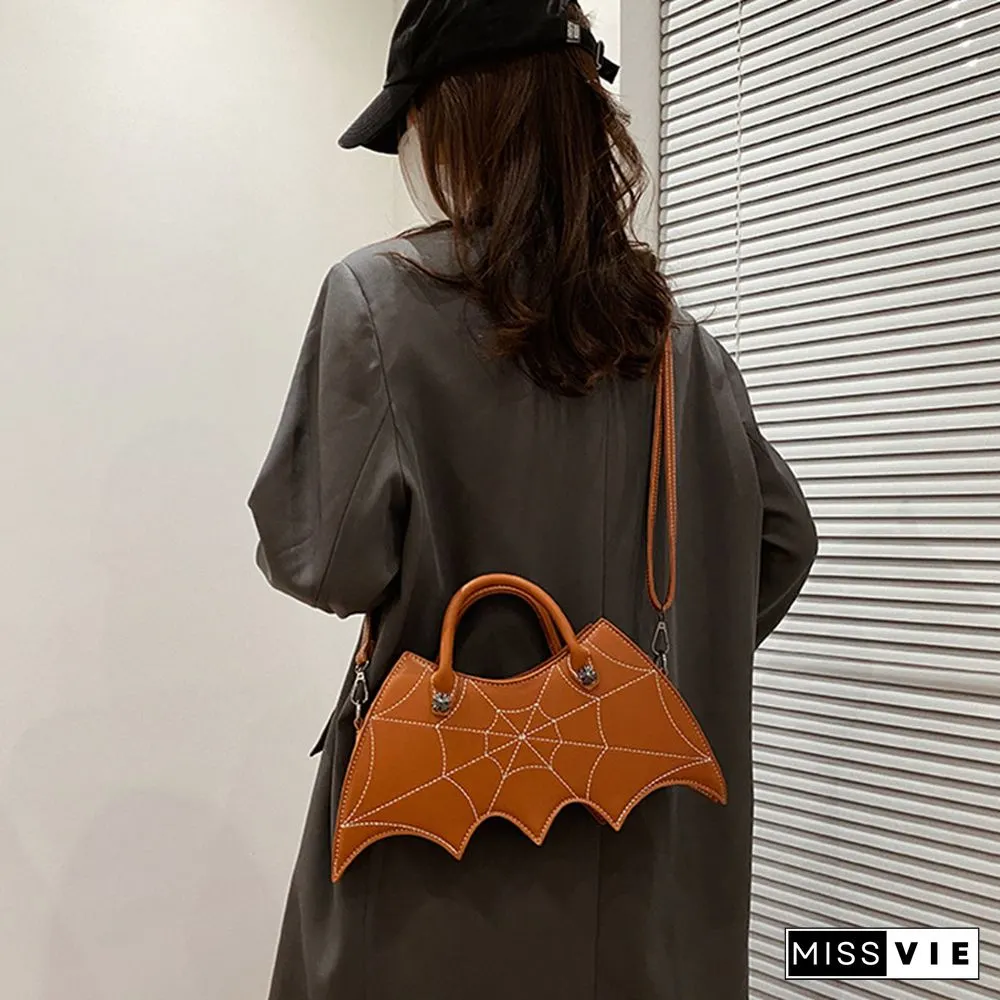 Spider Web Print Bat Irregular Crossbody Bag
