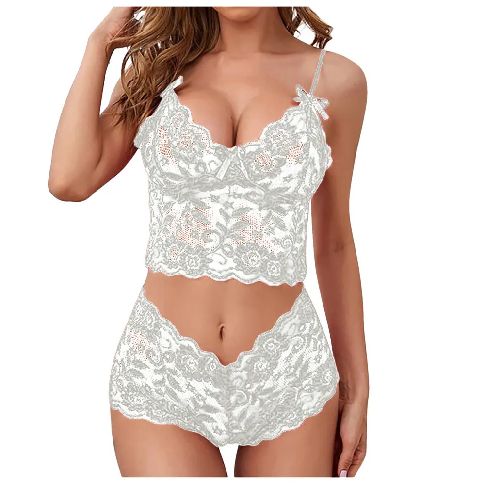 Churchf Sex Lingerie Sexy Perspective Lace Slings Adjustment Chest Three-Point Set