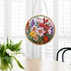 (Upgrade Size)DIY Diamond Painting Art Double Sided Effect Pendant Colorful Animal Hanging Ornament Kit(Flowers)