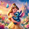 Princess Belle And Stitch - 11CT Stamped Cross Stitch - 40*40cm - Disney