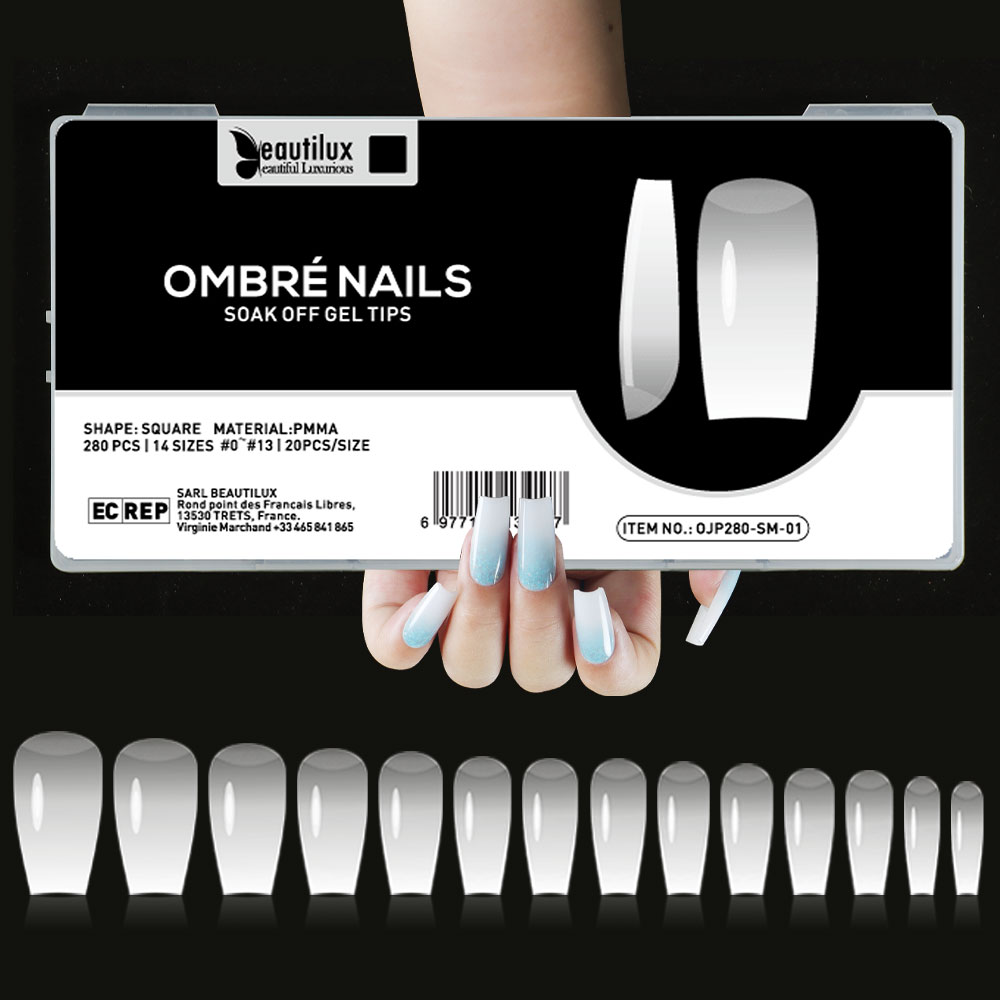 OMBR&Eacute; CAPSULE NAILS 280pcs | OJP280-SM-01 | SQUARE