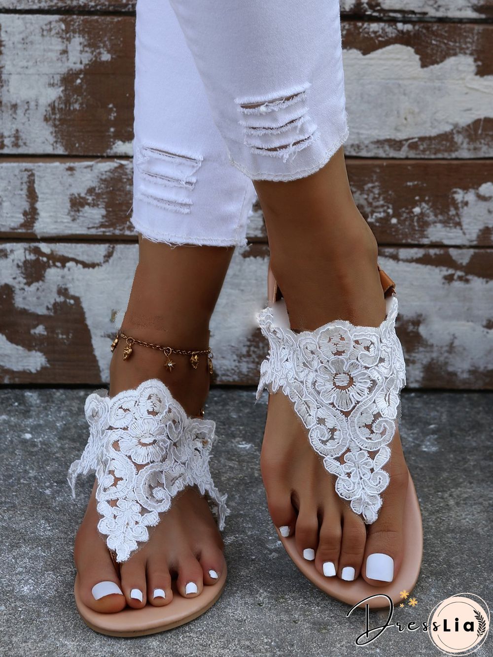 White Lace Beach Resort Bridal Sandals