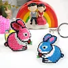 2Pcs Bunny Bead Cross Stitch Keychain Kit Mosaic Beads Embroidery Keyrings Art