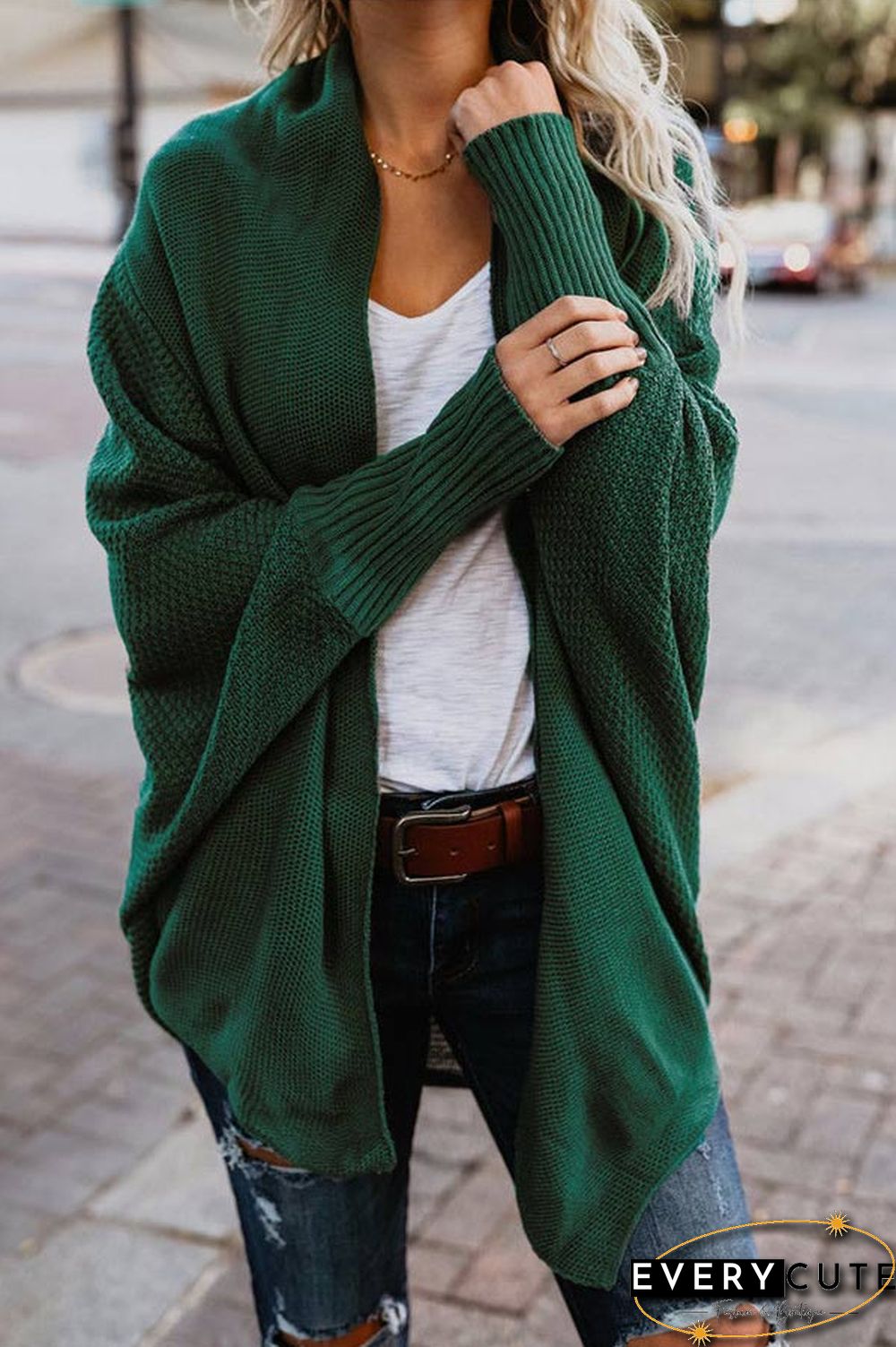Fashion Bat Sleeve Knitted Cardigan
