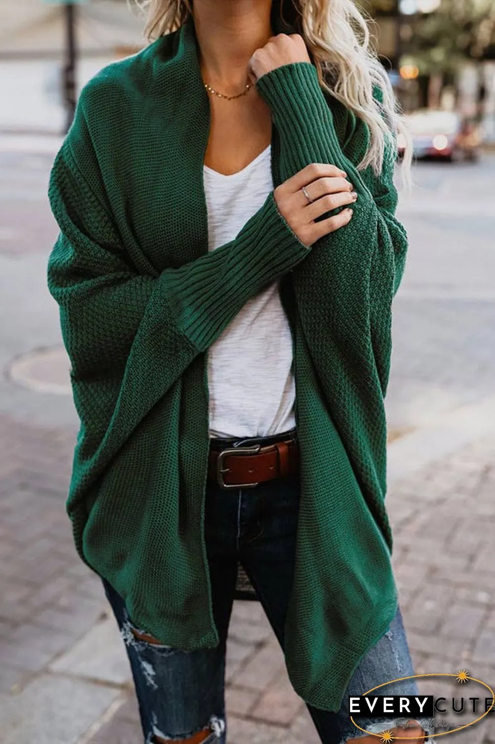 Fashion Bat Sleeve Knitted Cardigan