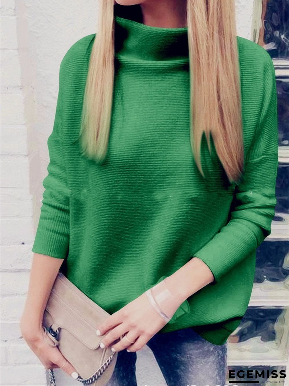 Long Sleeve Turtleneck Knitted Sweater | EGEMISS