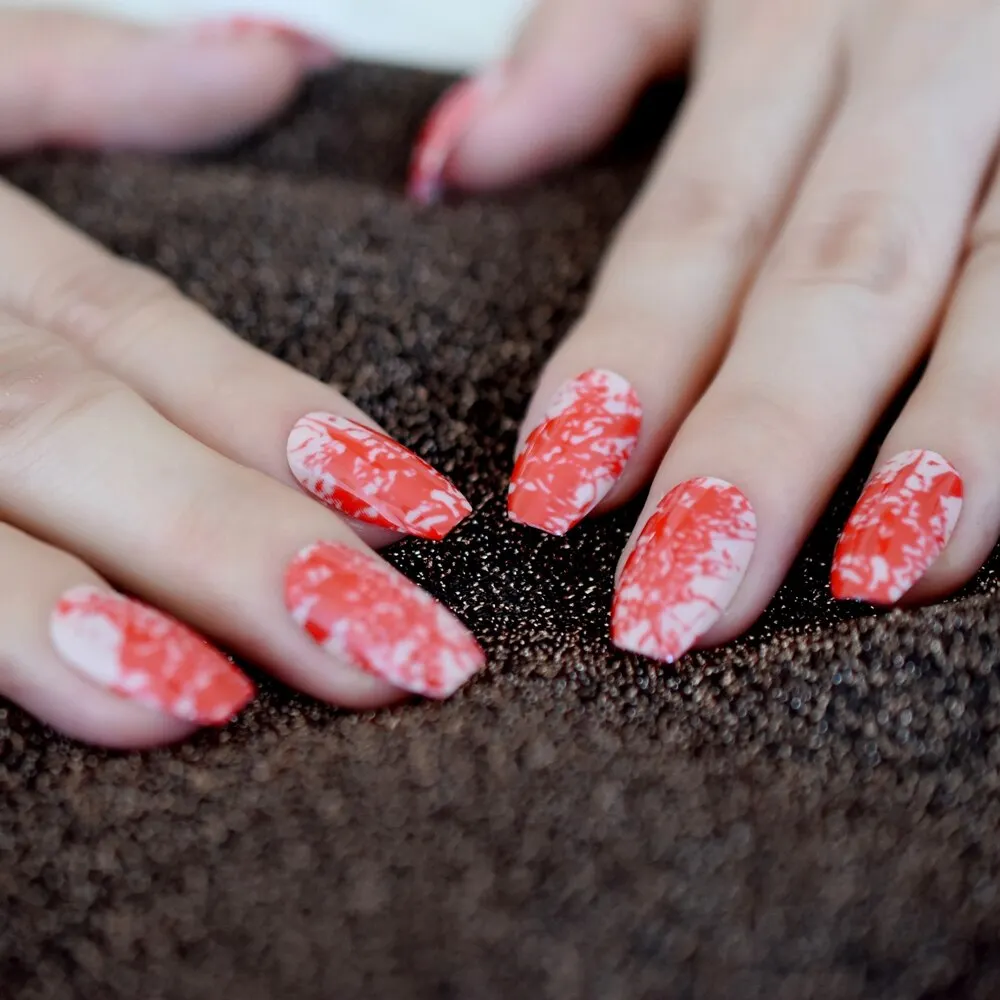 Pearl Shine Glossy Fake Nails Shimmer White Square Ombre French Nail Faux Ongles Gradient Medium Fingernails with Gluetabs-Nail Inspo