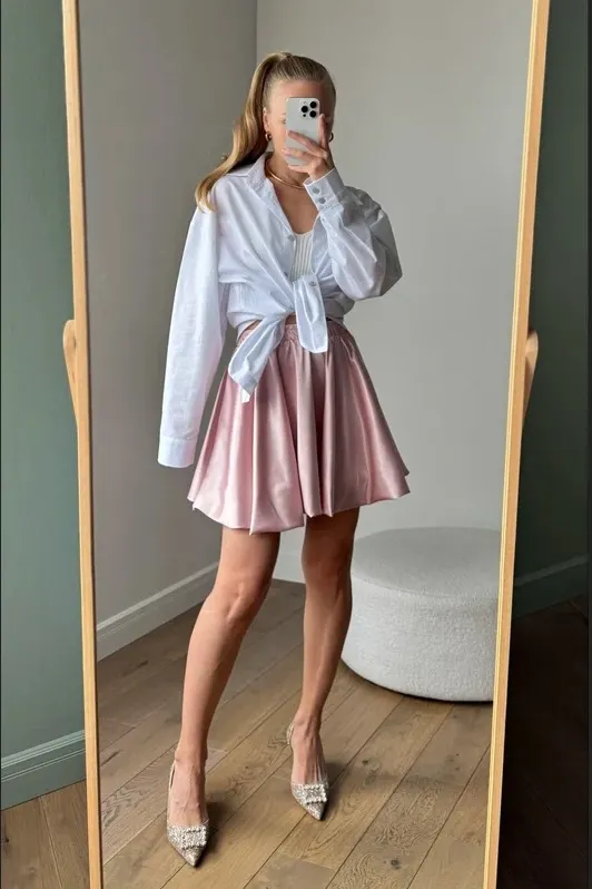 Billionm Billionm Spring And Summer New Linden Skirt Y2k Elegant Bright Face Folding Tuk Tuk Tuks Half-Dress Skirt In Wind