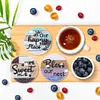 8Pcs/set Diamond Painting Saying Coaster Cup Cushion with Rack Home Decor