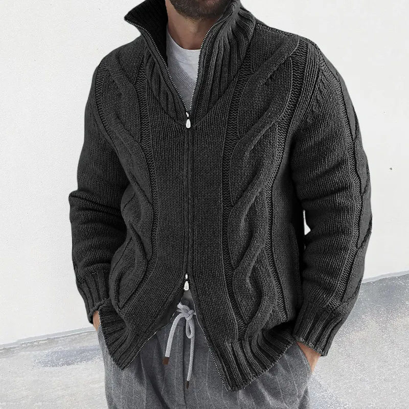 Man's Vintage Zipper Lapel Casual Cozy Sweater