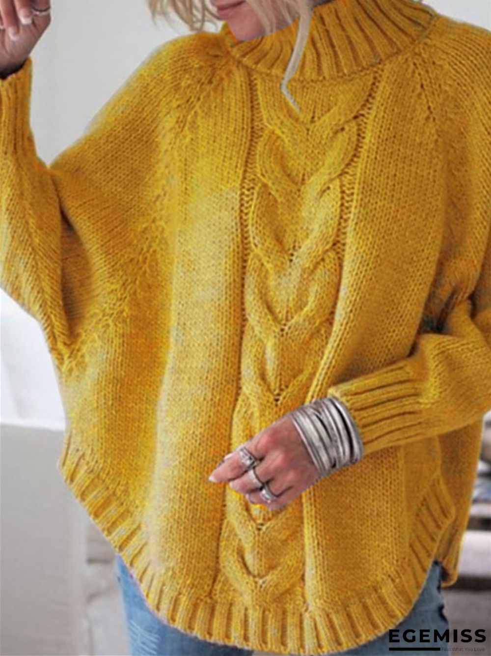 Casual Loose Half High Neck Solid Color Sweater | EGEMISS