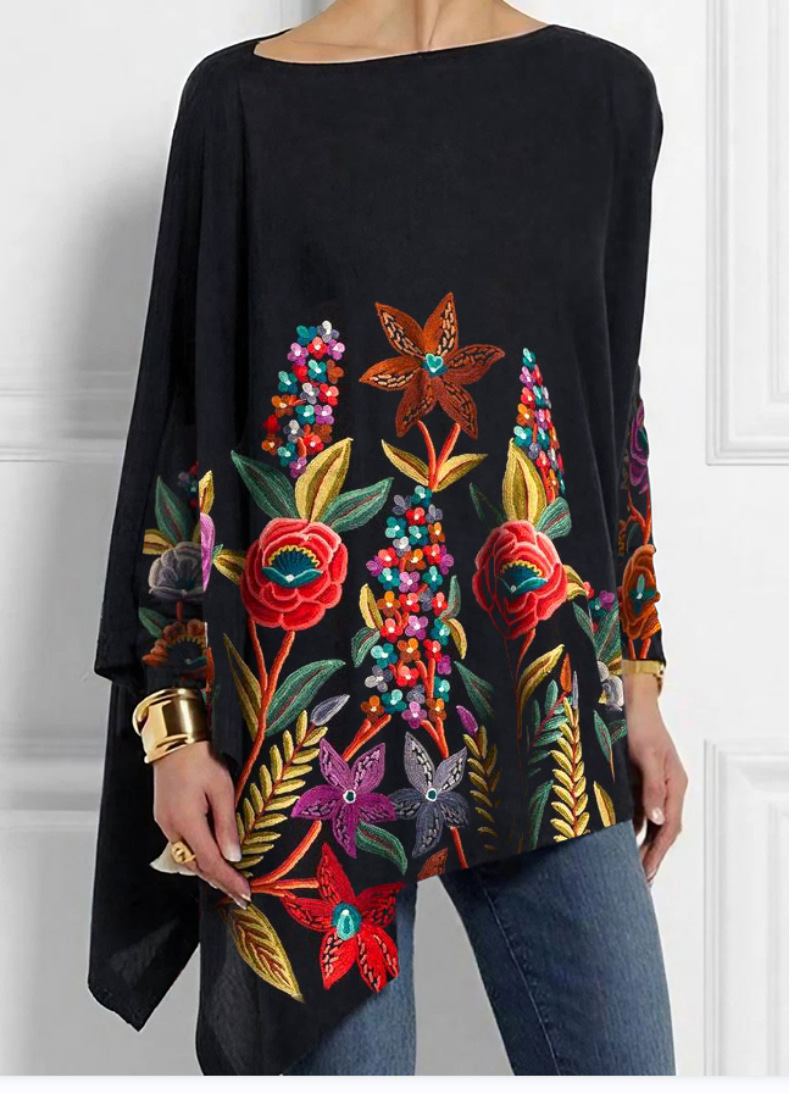 Women's Retro Printed Loose Fitting T-shirt