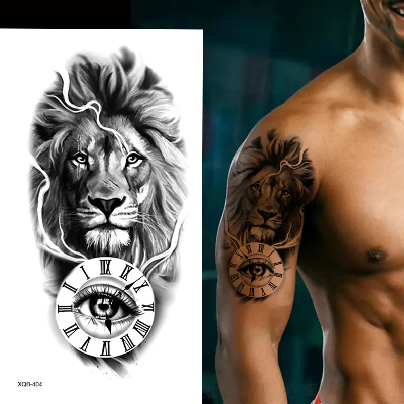 Sdrawing Forest Animal Temporary Tattoos for Men Wolf Tattoo Stickers Tiger Skull Skeleton Fake Tattoo for Women Arm Sleave
