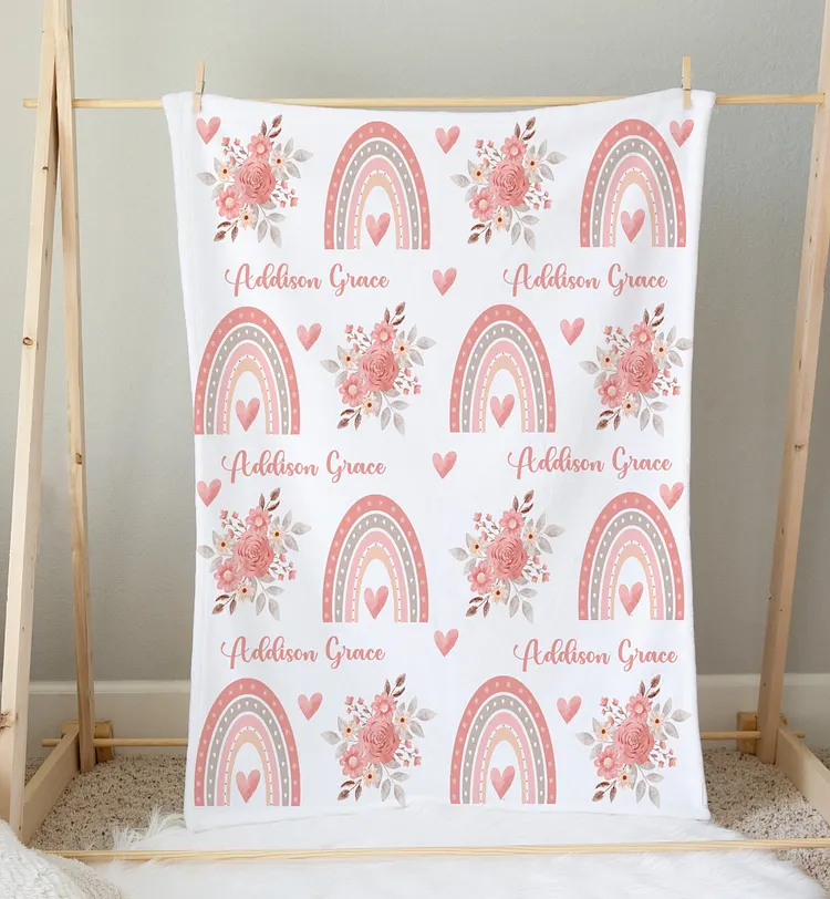 Personalized Baby Girl Swaddle Newborn Swaddle Blanket Set|Set06