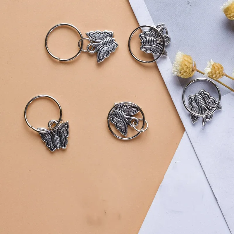 Hair Braid Coin Leaves Retro Colorful Beads Pendant Charms Rings Clip Headband for Pierced Hip-hop Braiders Leaves Accessories