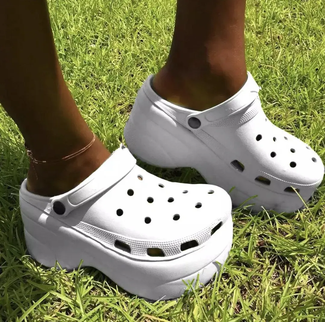 summer New Woman leopard Shoes Hole Slippers High Heel Sandals Fashion Outdoor Beach Shoes Zapatos Mujer womens platform heels