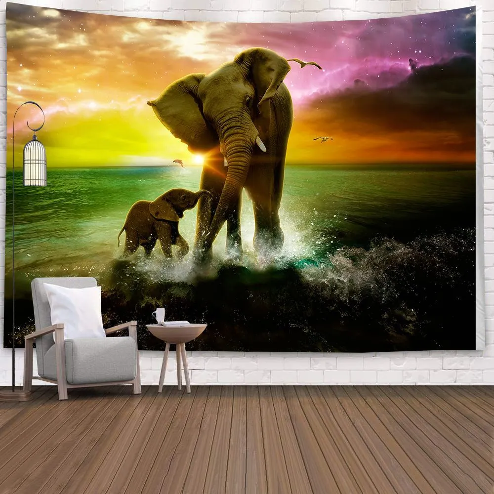 Boho Mandala Tapestry Wall Hanging Witchcraft Wall Cloth Tapestries Elephant Art Psychedelic Hippie Tapestry Macrame Wall Carpet