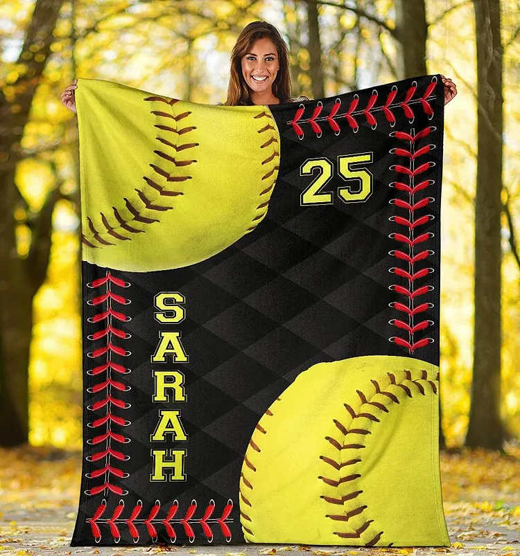 Personalized Softball Blanket for Comfort & Unique| BKKid189