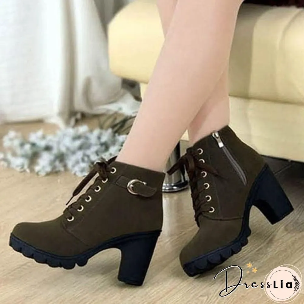 New Large Size Ladies Shoes Thick Heel Short Boots Botas De Mujer Ladies Boots Womens Shoes for Women