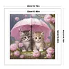 Kitten Holding Umbrella With Flowers - 11CT Stamped Cross Stitch - 40*40cm - Cat